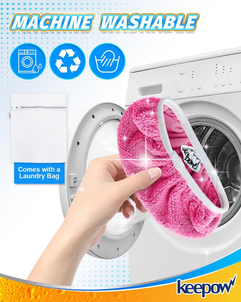 KEEPOW 6 Pack Reusable Mop Pads Compatible with Swiffer Sweeper, Coral Fleece Washable Swiffer Mop Pads, Dry & Wet Sweeping Mopping Cloths (Pink, Not Included Mop) - Image 4